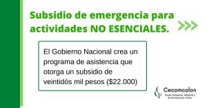 Subsidio de emergencia para actividades NO ESENCIALES