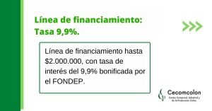 Línea de financiamiento con tasa del 9,9%