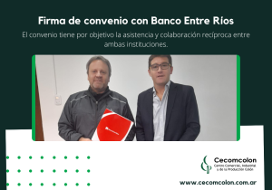 Firma de convenio con Banco Entre Ríos